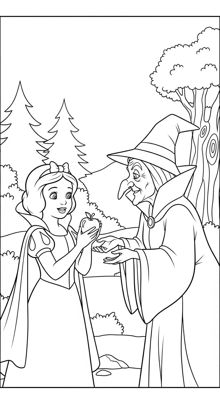 hình tô màu công chúa Bạch Tuyết cho bé 6 tuổi miễn phí