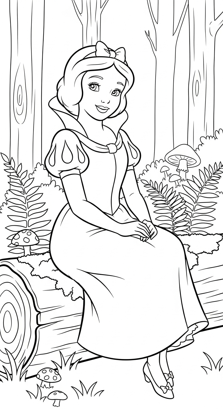 tải tranh tô màu công chúa Bạch Tuyết cho bé 5 tuổi 1