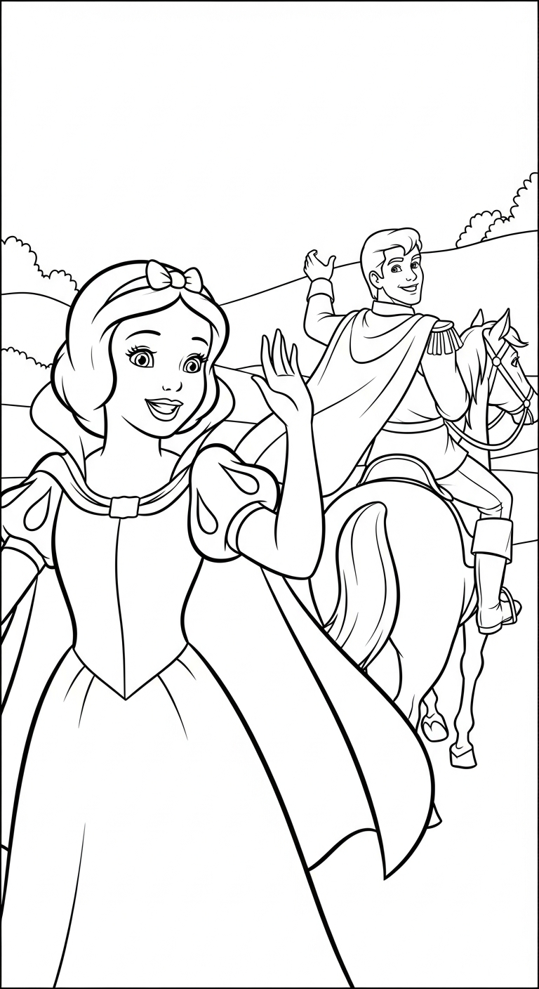 file hình tô màu công chúa Bạch Tuyết cho bé 4-5 tuổi