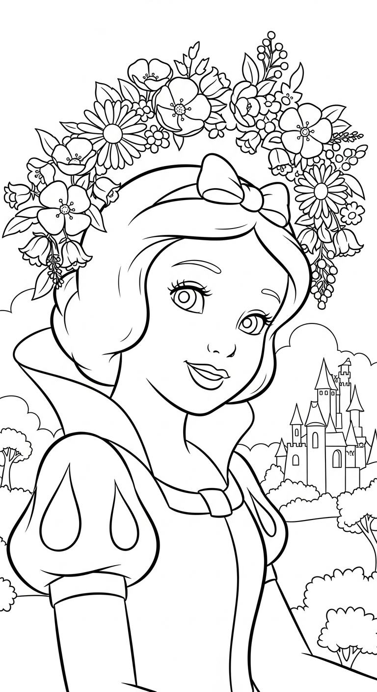 download hình tô màu công chúa Bạch Tuyết miễn phí 1