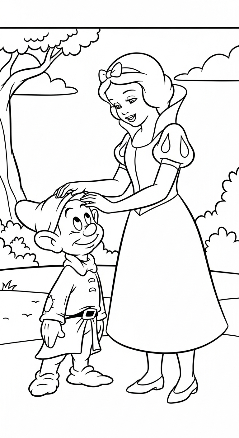 hình tô màu công chúa Bạch Tuyết cho bé 7 tuổi