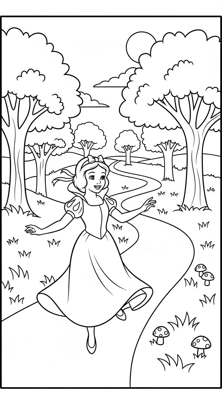 in tranh tô màu công chúa Bạch Tuyết cho bé 8 tuổi 1