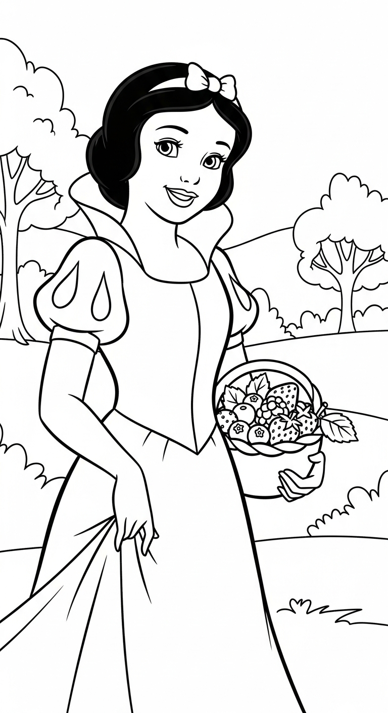 mẫu in hình tô màu công chúa Bạch Tuyết cho bé 1