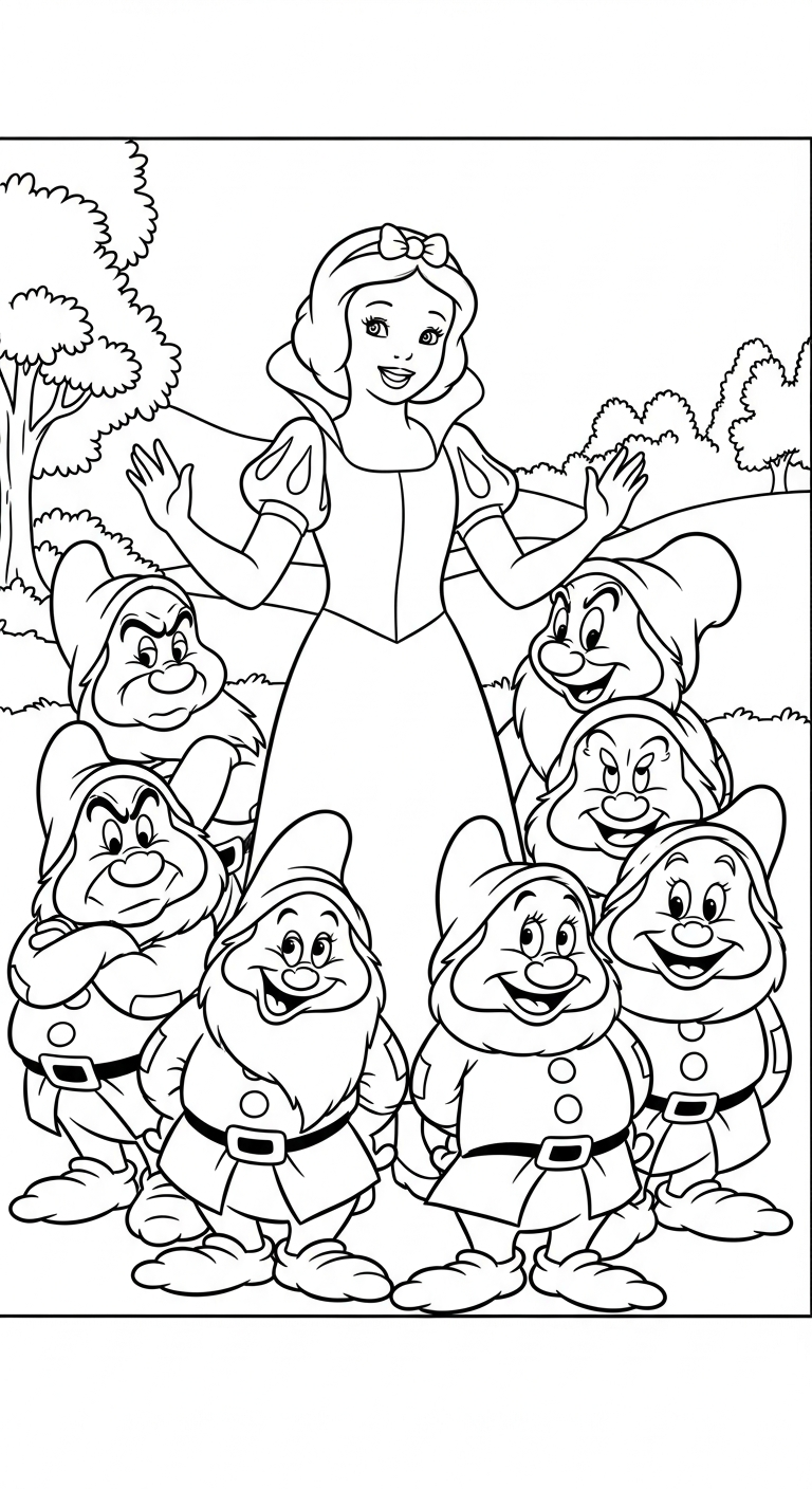 tải tranh tô màu công chúa Bạch Tuyết cho bé 7 tuổi