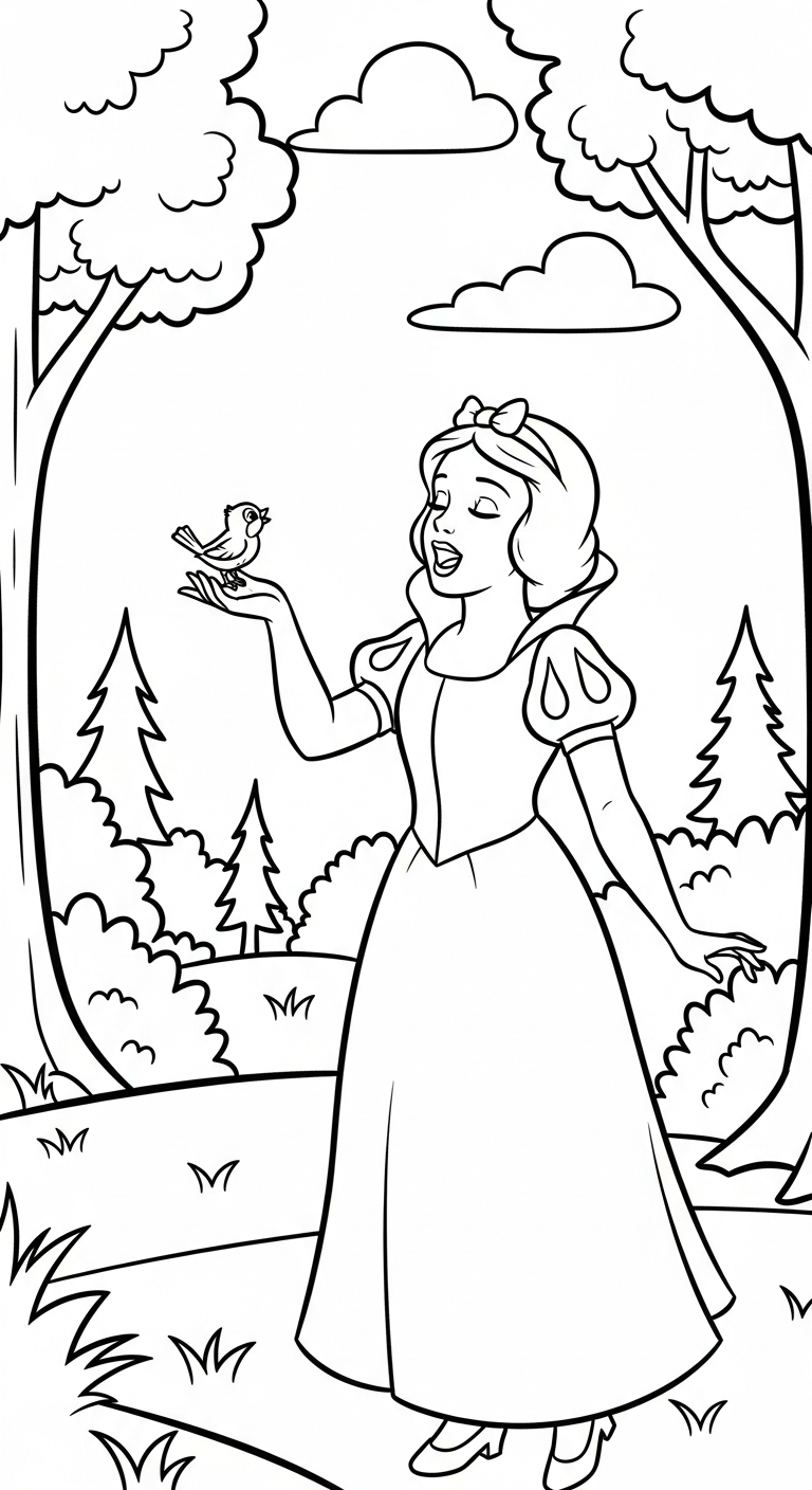 tranh tô màu công chúa Bạch Tuyết cho bé 7 tuổi miễn phí