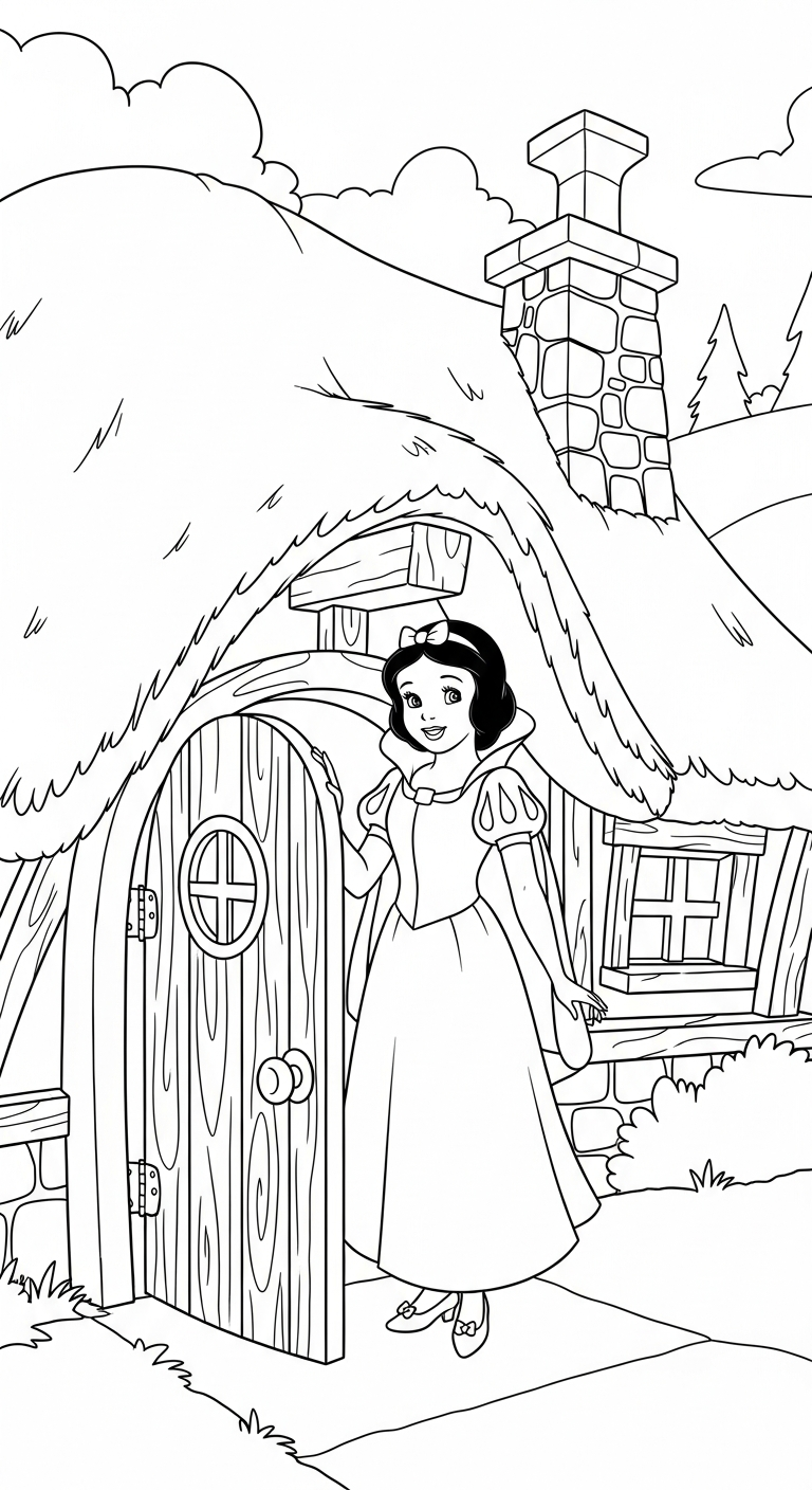 in tranh tô màu công chúa Bạch Tuyết cho bé 8 tuổi