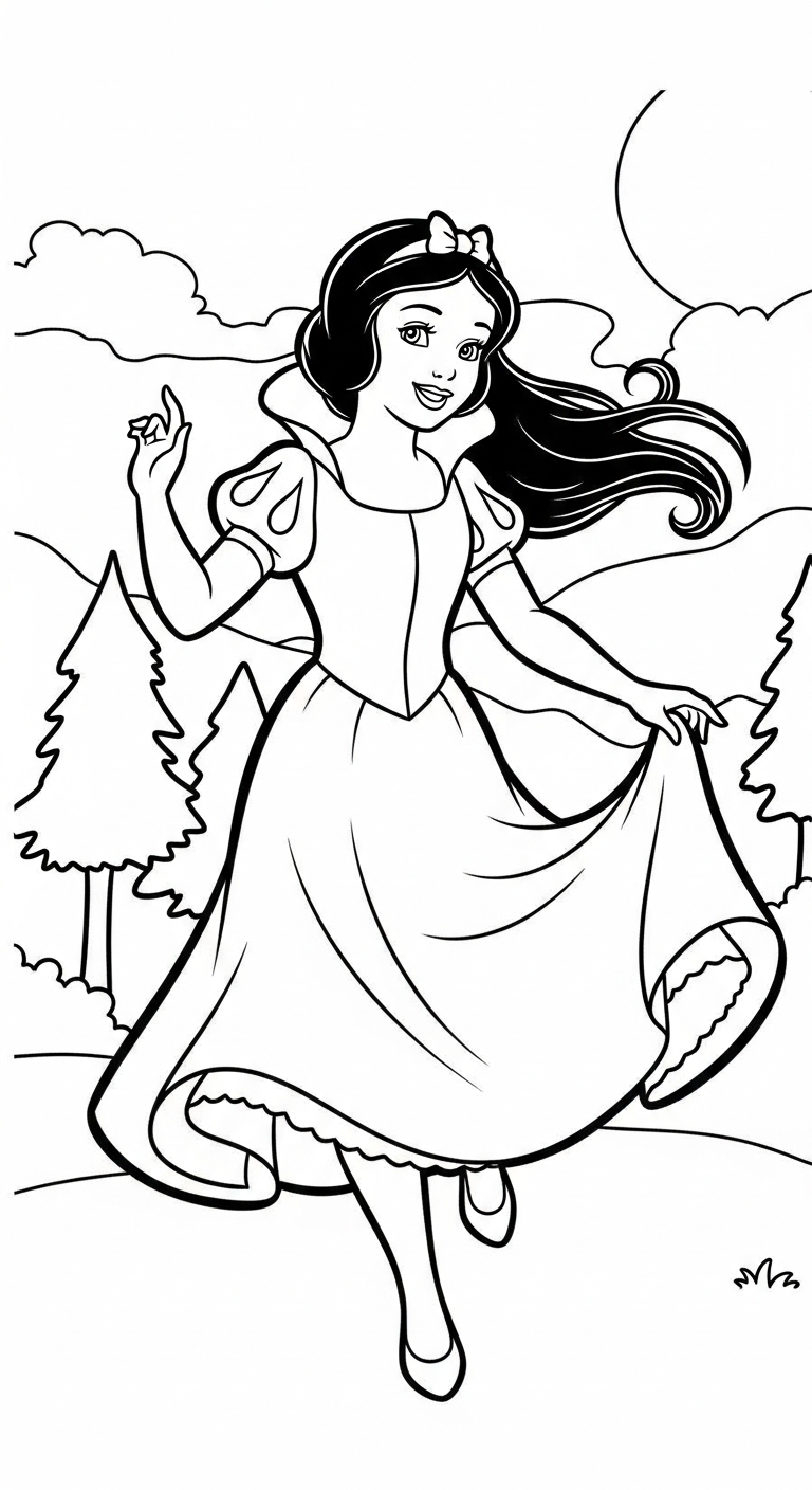 in tranh tô màu công chúa Bạch Tuyết miễn phí