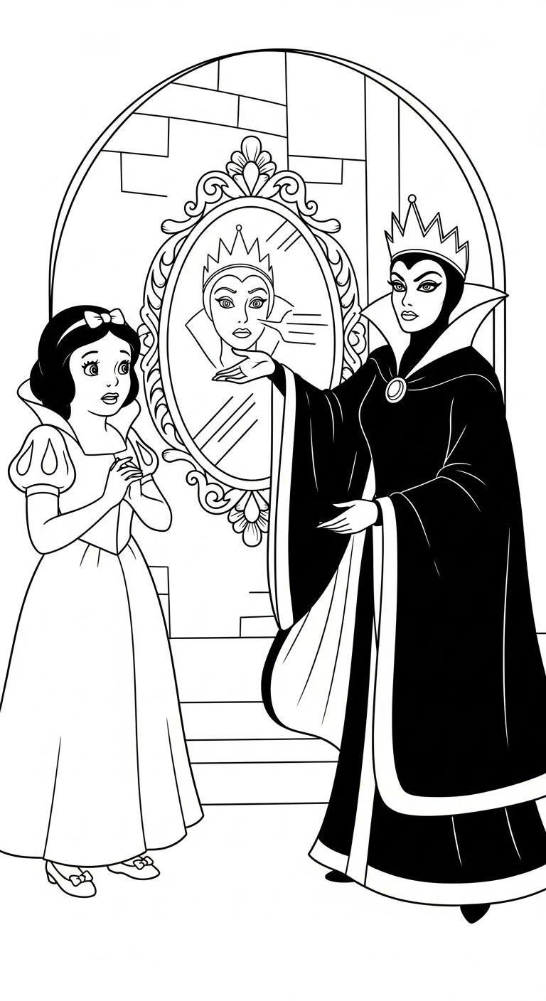 hình tô màu công chúa Bạch Tuyết cho bé 7-8 tuổi