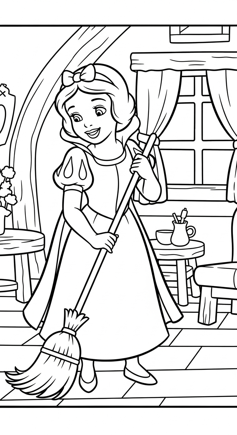 hình tô màu công chúa Bạch Tuyết cho bé