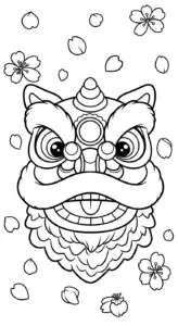 download hình tô màu đầu lân cho bé