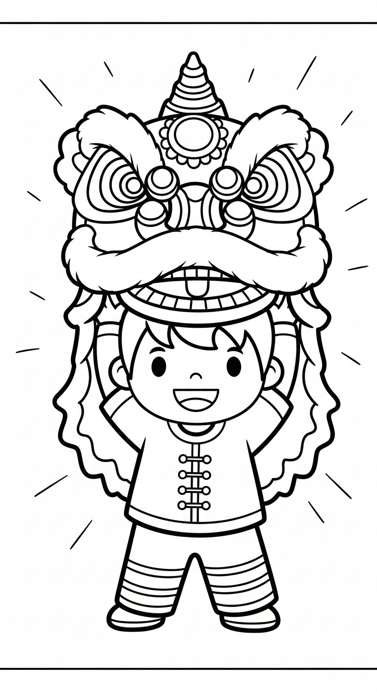 tranh tô màu đầu lân tập tô