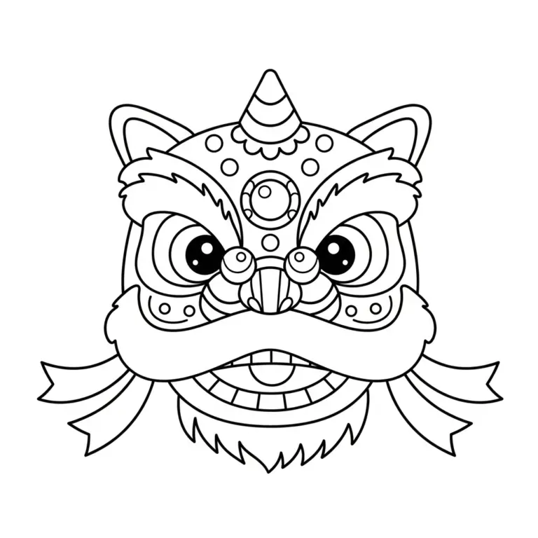 Tranh tô màu Đầu lân