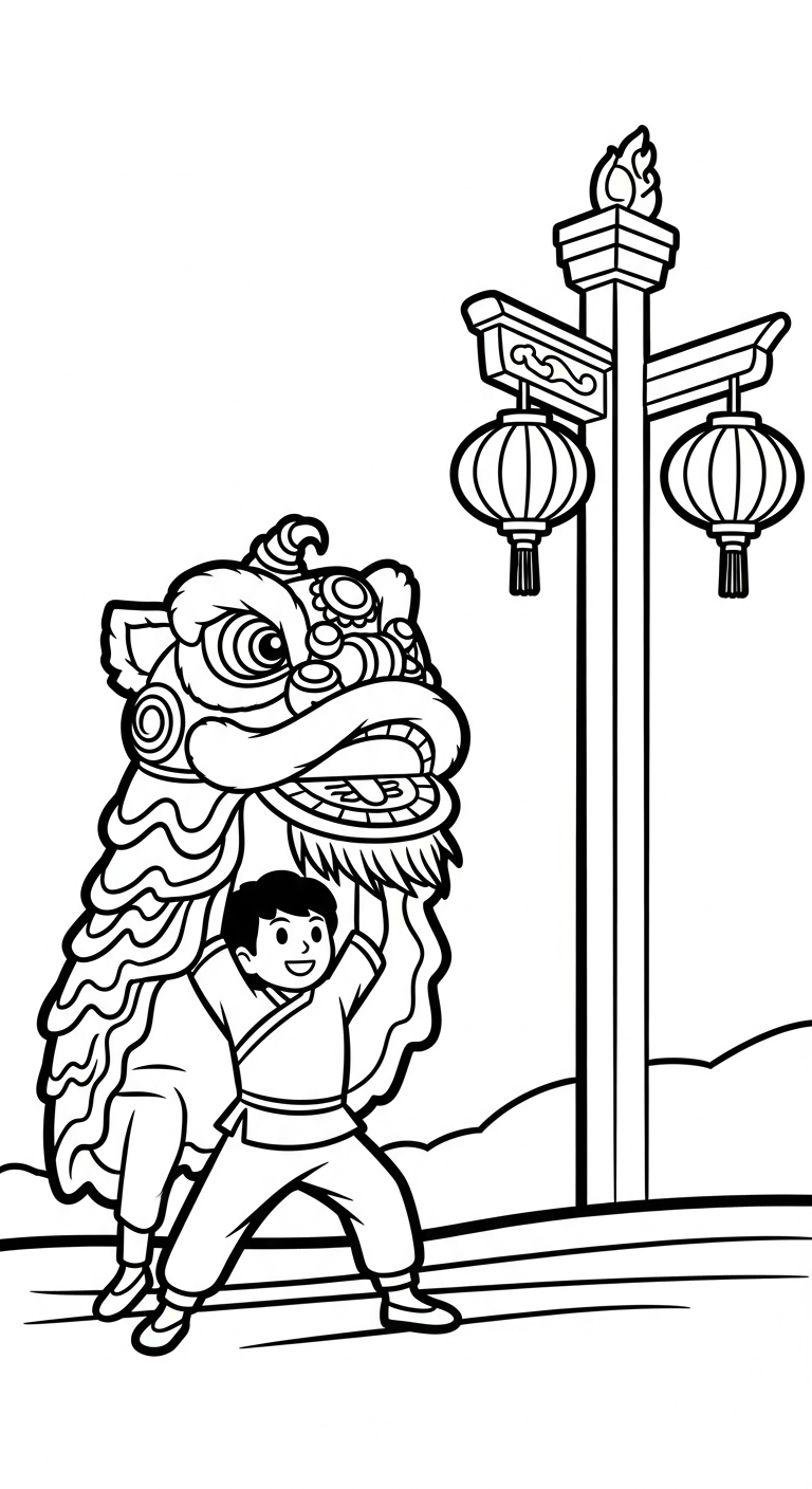 tải hình tô màu đầu lân cho bé 6 tuổi