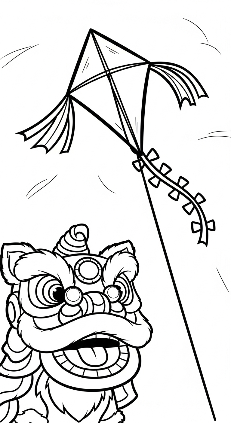 tranh tô màu đầu lân cho bé 6 tuổi