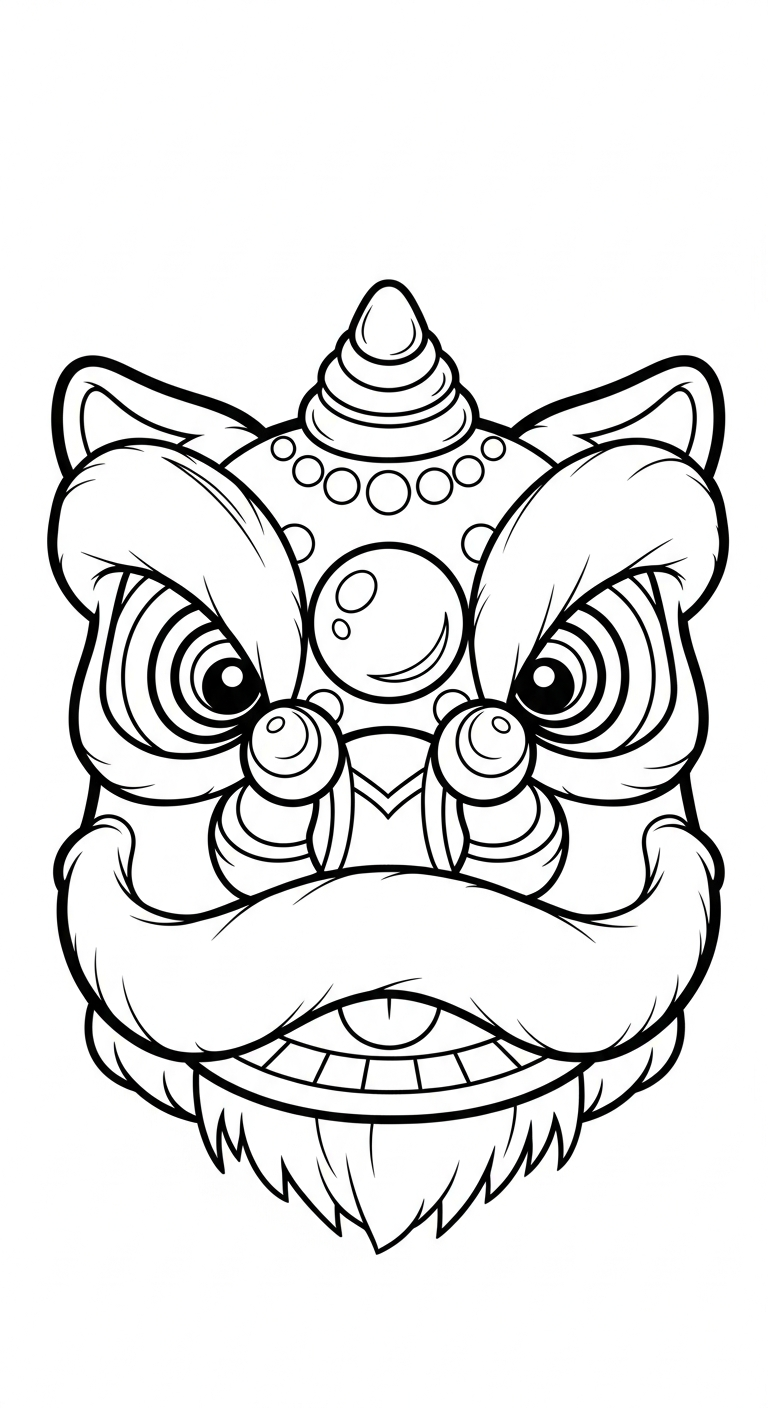 tranh tô màu đầu lân cho bé 6 tuổi miễn phí