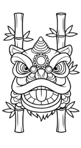 in tranh tô màu đầu lân