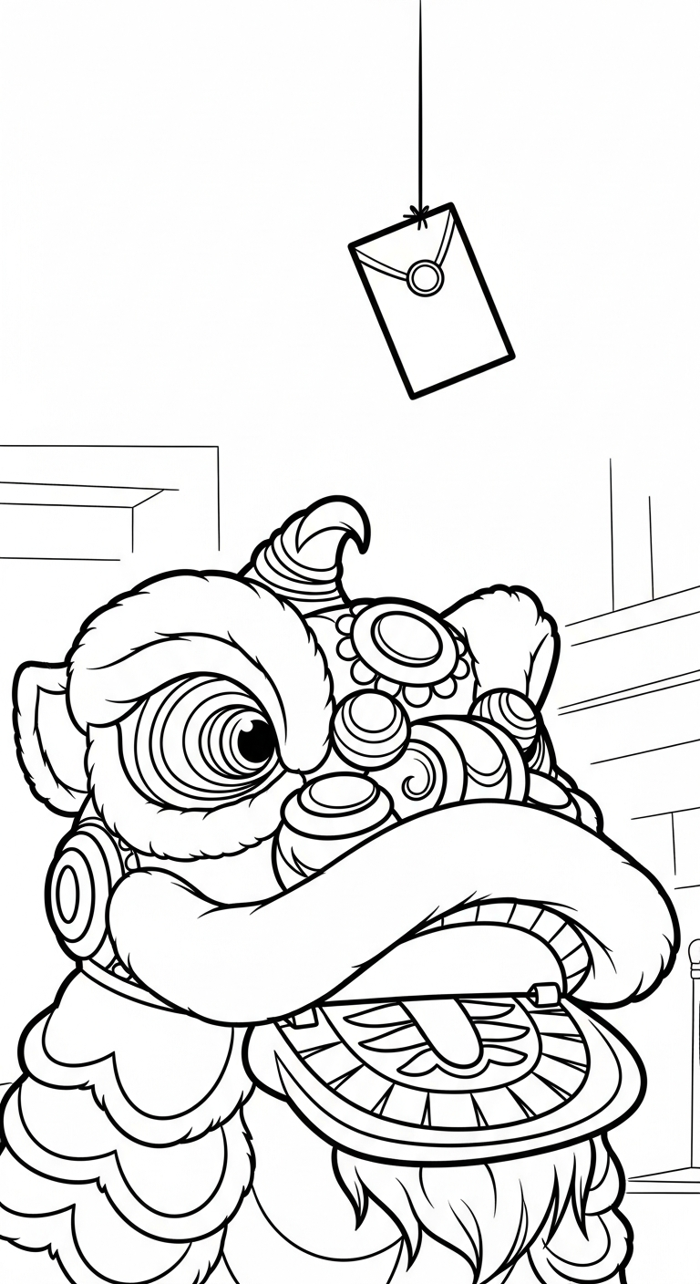 hình tô màu đầu lân cho bé tải về