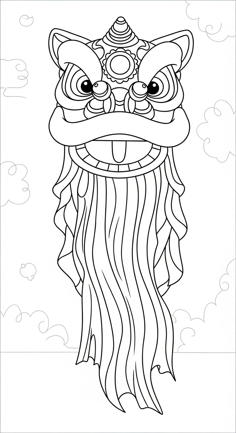 tải hình tô màu đầu lân