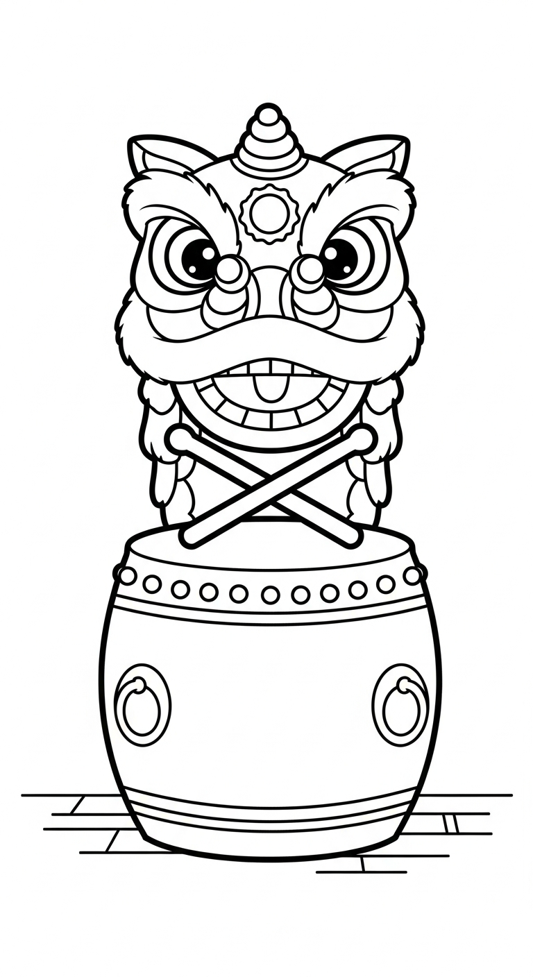 hình tô màu đầu lân cho bé 6 tuổi miễn phí