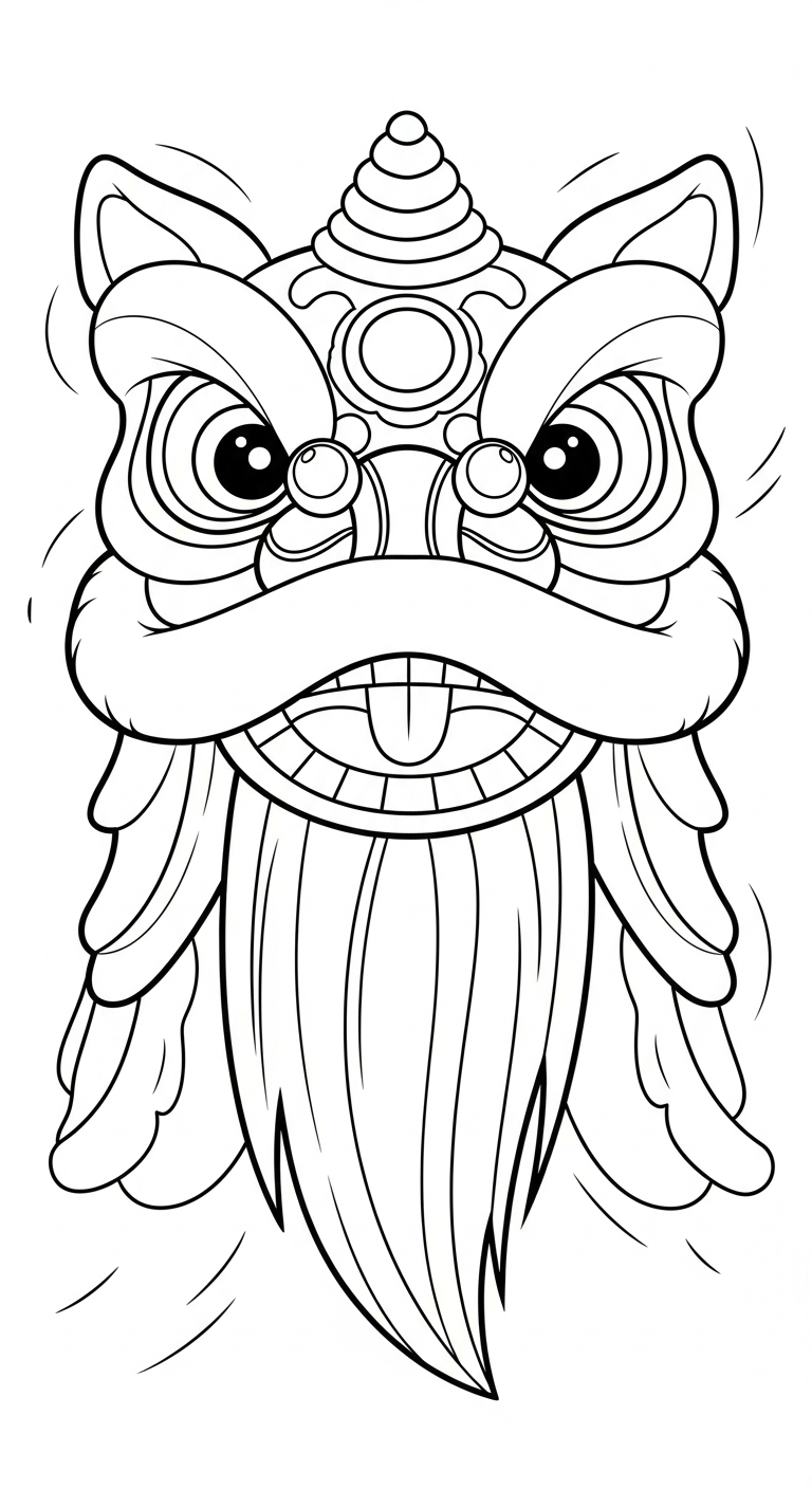 file tranh tô màu đầu lân cho bé 4-5 tuổi