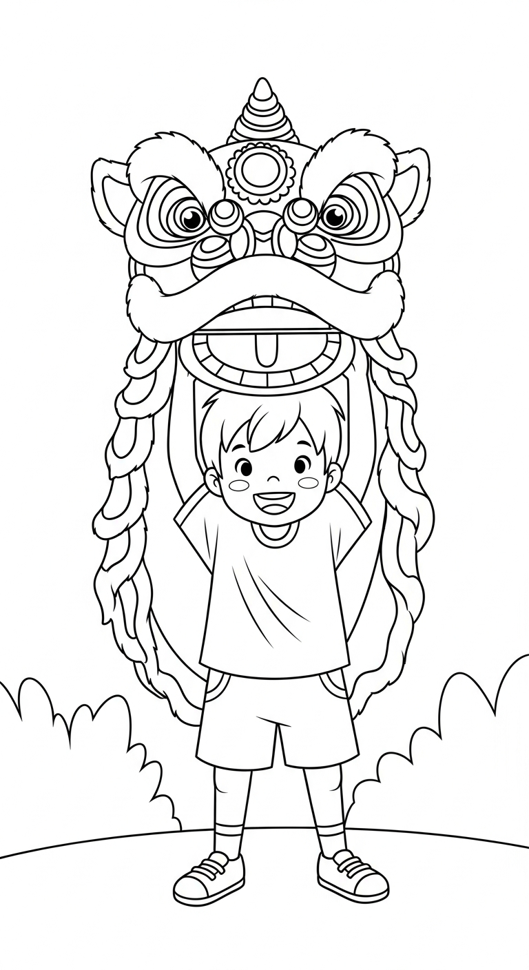 mẫu tranh tô màu đầu lân cho bé