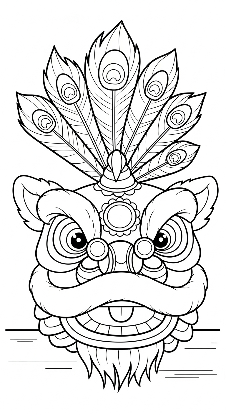 tải hình tô màu đầu lân cho bé 6 tuổi 1