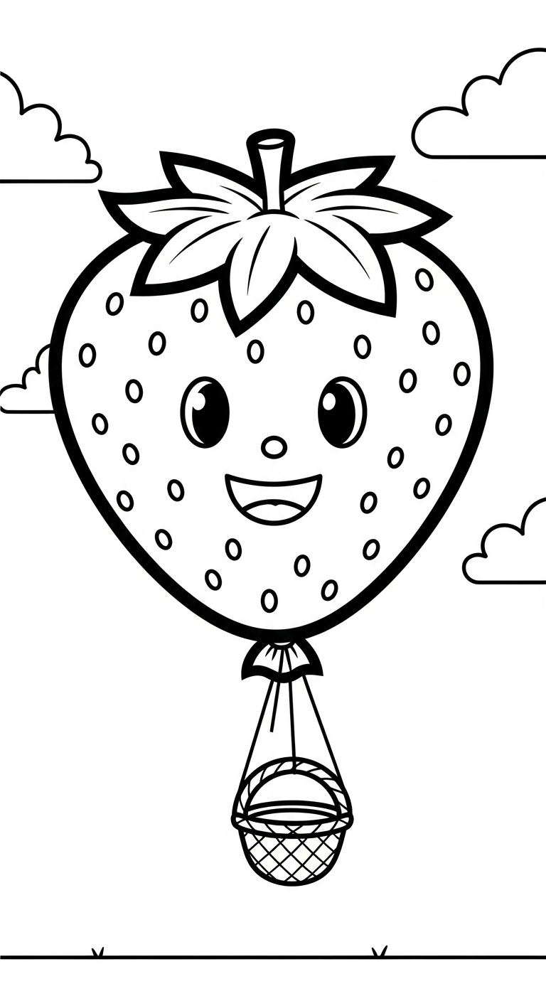 mẫu in hình tô màu dâu tây cho bé