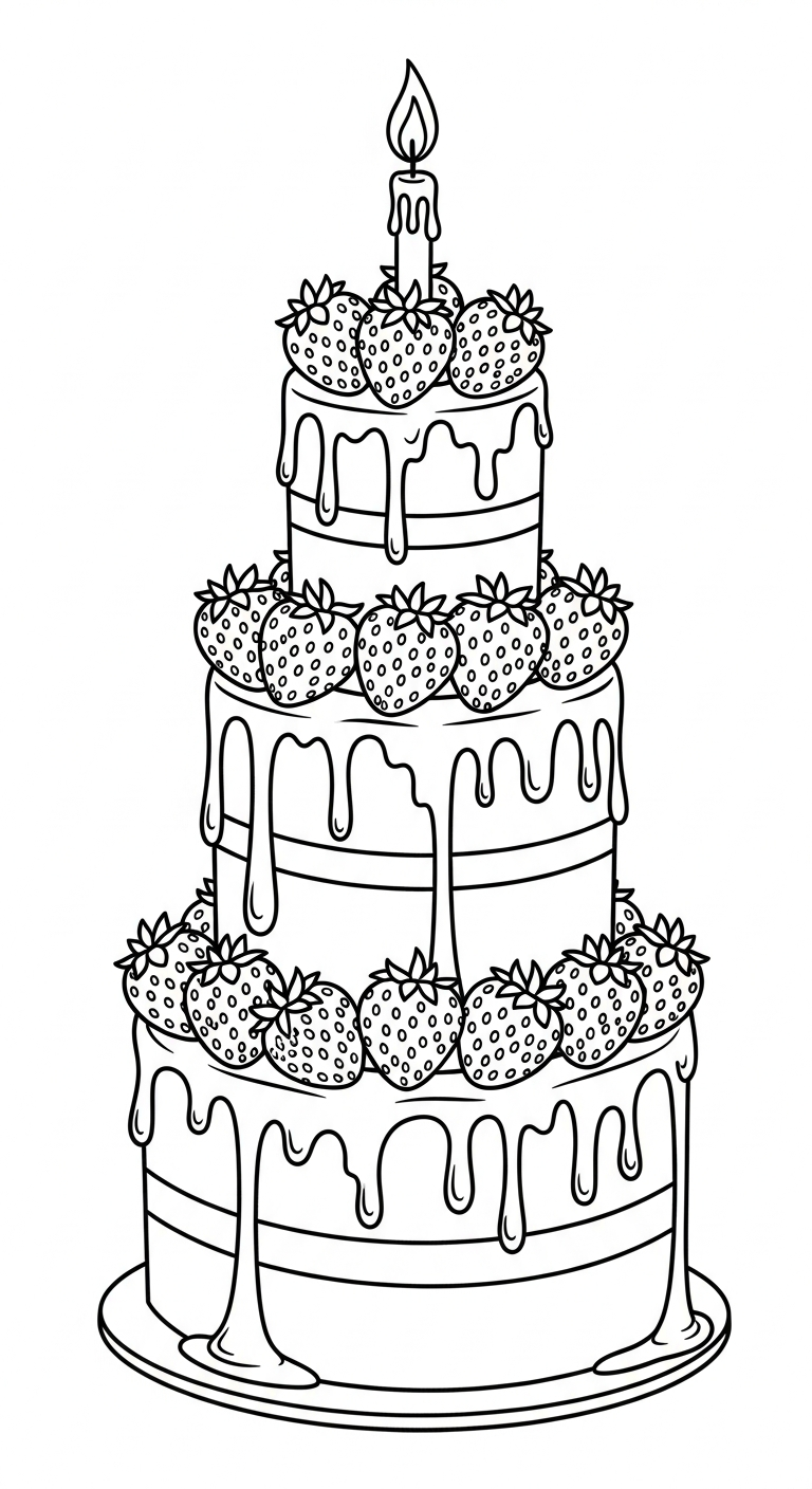 file pdf hình tô màu dâu tây cho bé