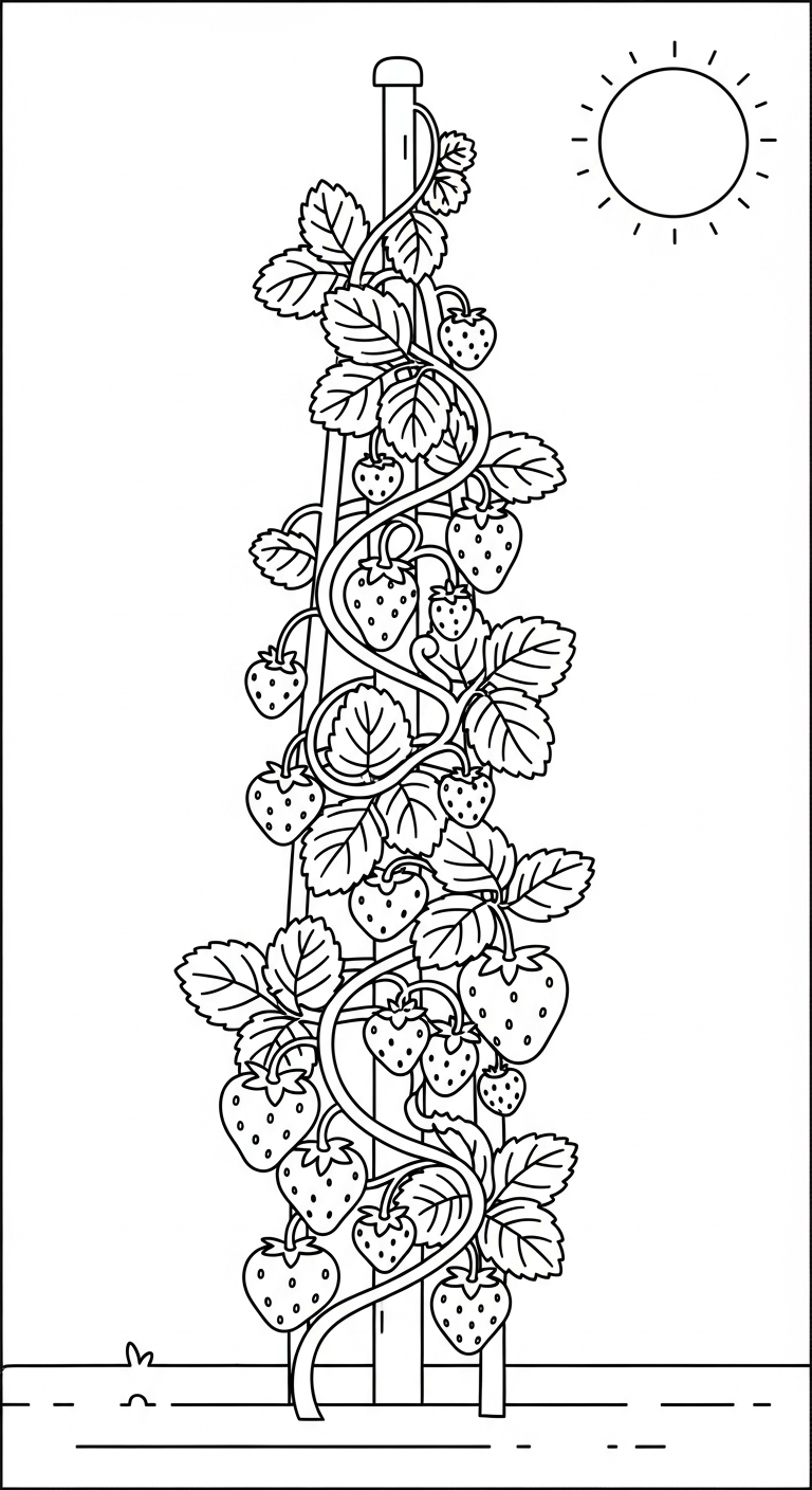 file tranh tô màu dâu tây cho bé 4-5 tuổi