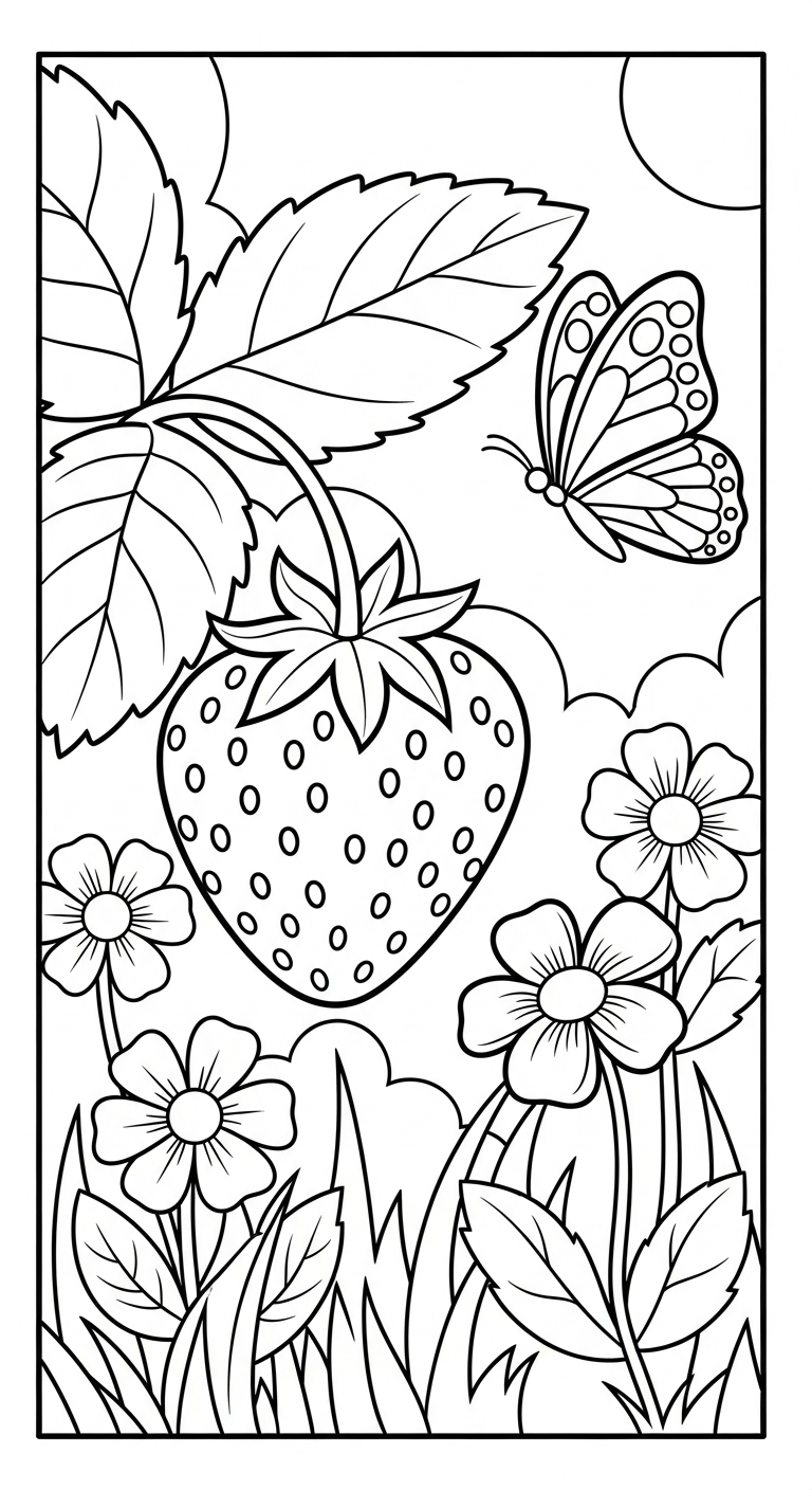 tải tranh tô màu dâu tây cho bé