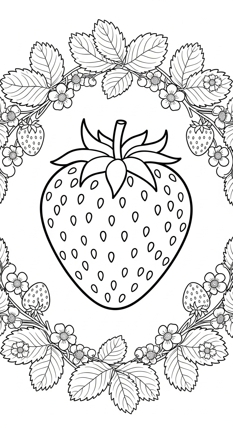 in hình tô màu dâu tây khổ A4