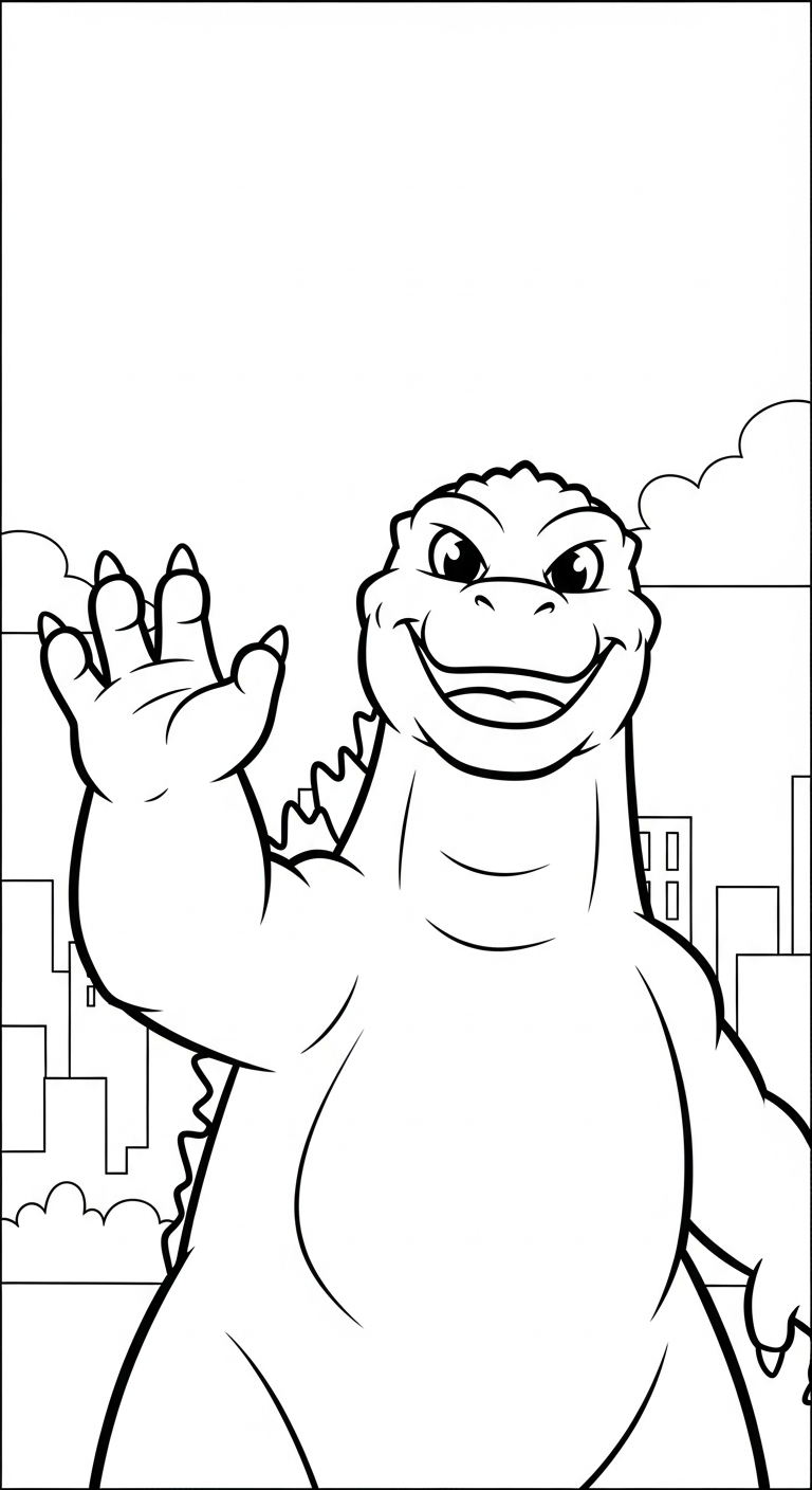 tranh tô màu godzilla cho bé tải về