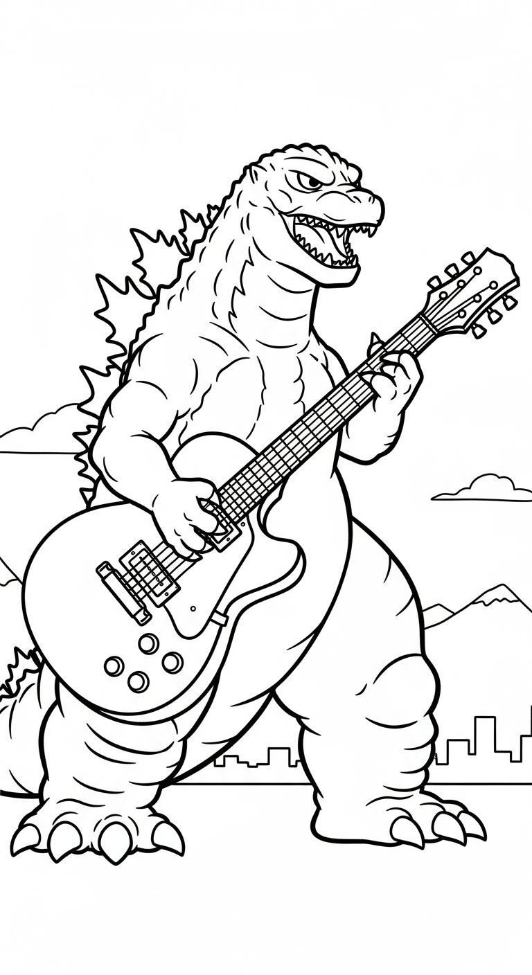 hình tô màu godzilla cho bé 6 tuổi