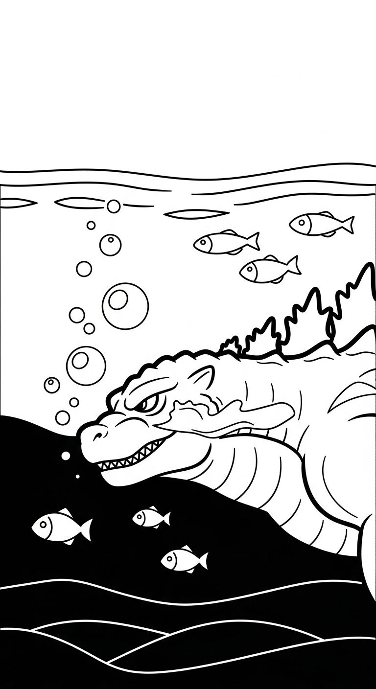 hình tô màu godzilla cho bé