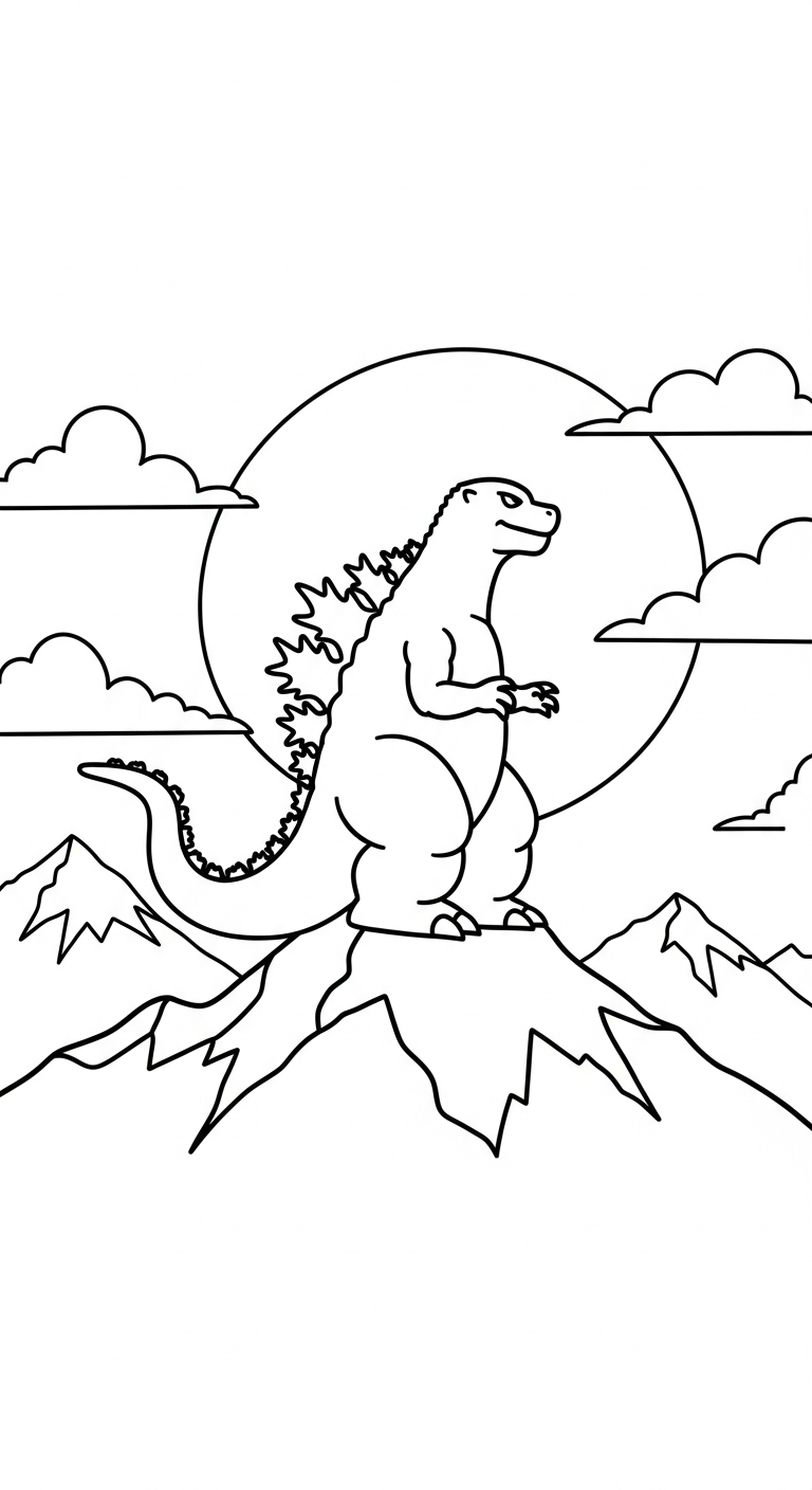 tranh tô màu godzilla cho bé 4 tuổi miễn phí 1