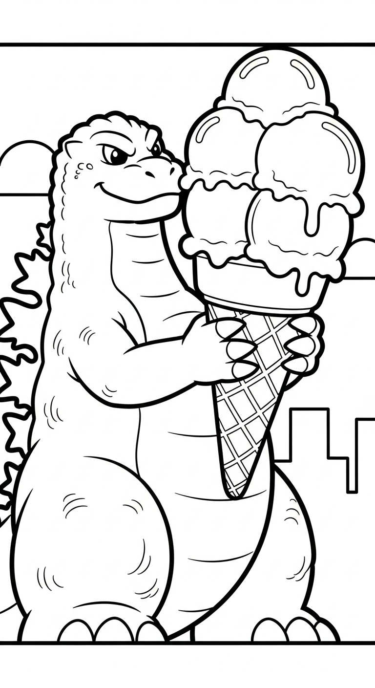 hình tô màu godzilla cho trẻ em