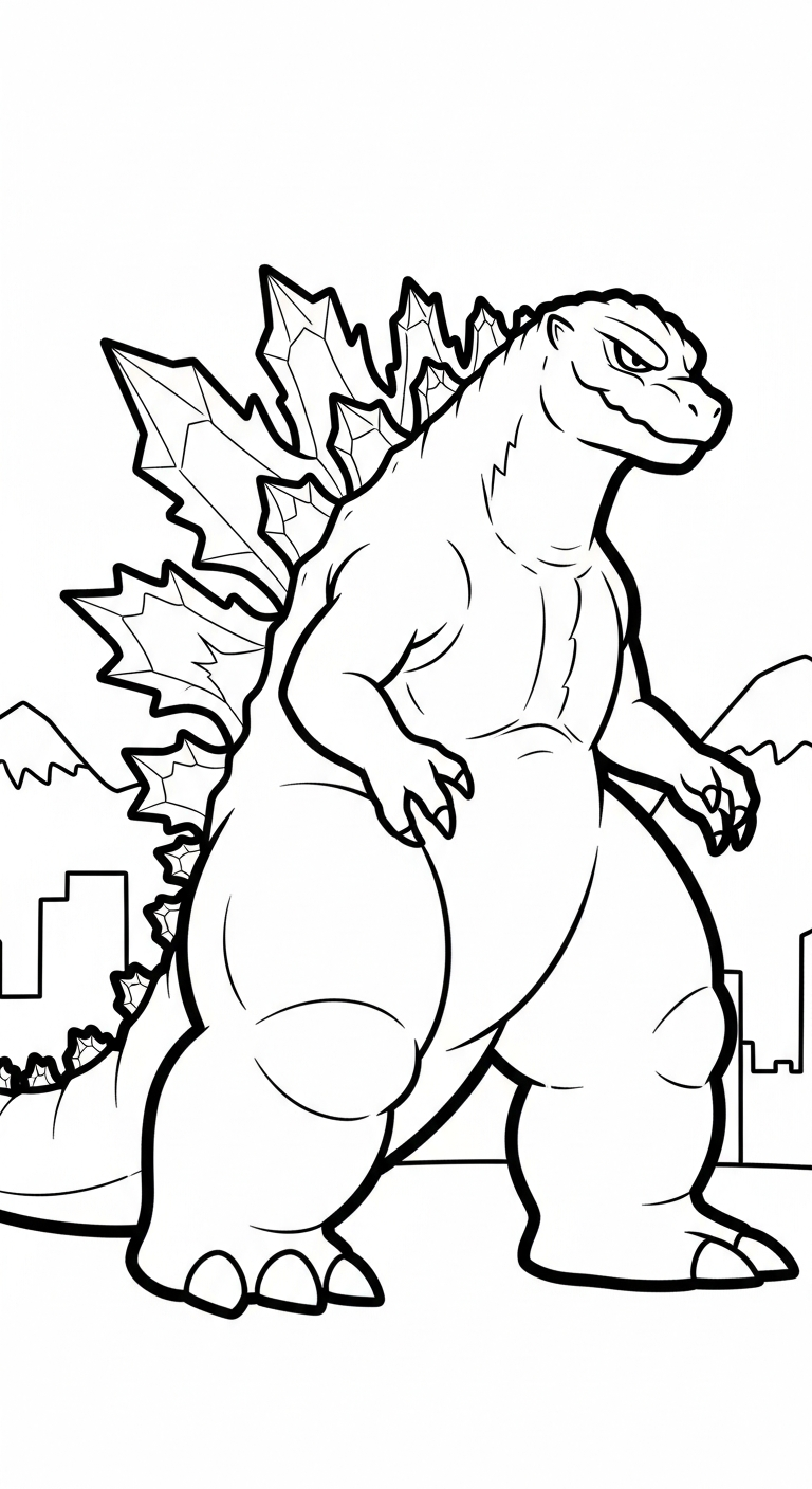 mẫu tranh tô màu godzilla cho bé 1