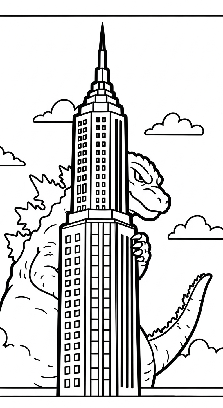 mẫu tranh tô màu godzilla cho bé