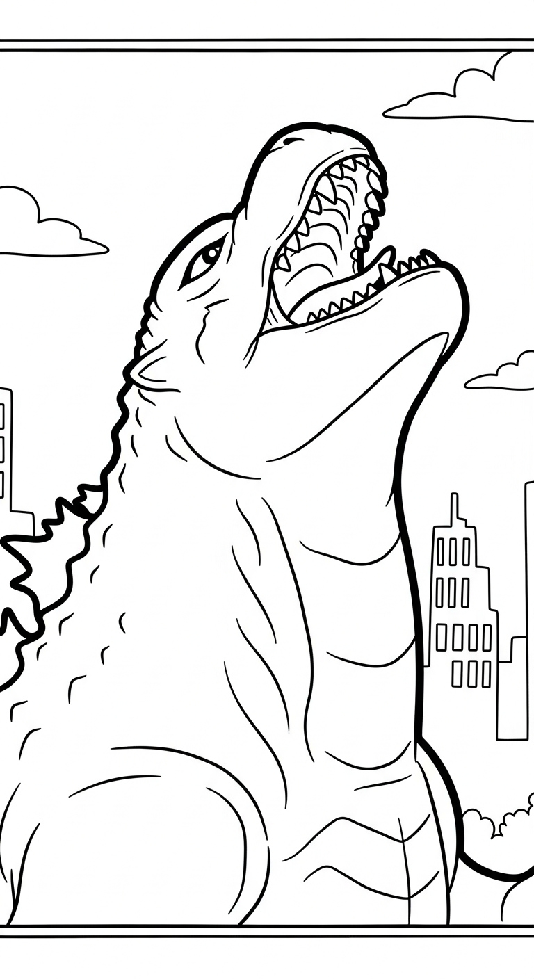 in hình tô màu godzilla miễn phí