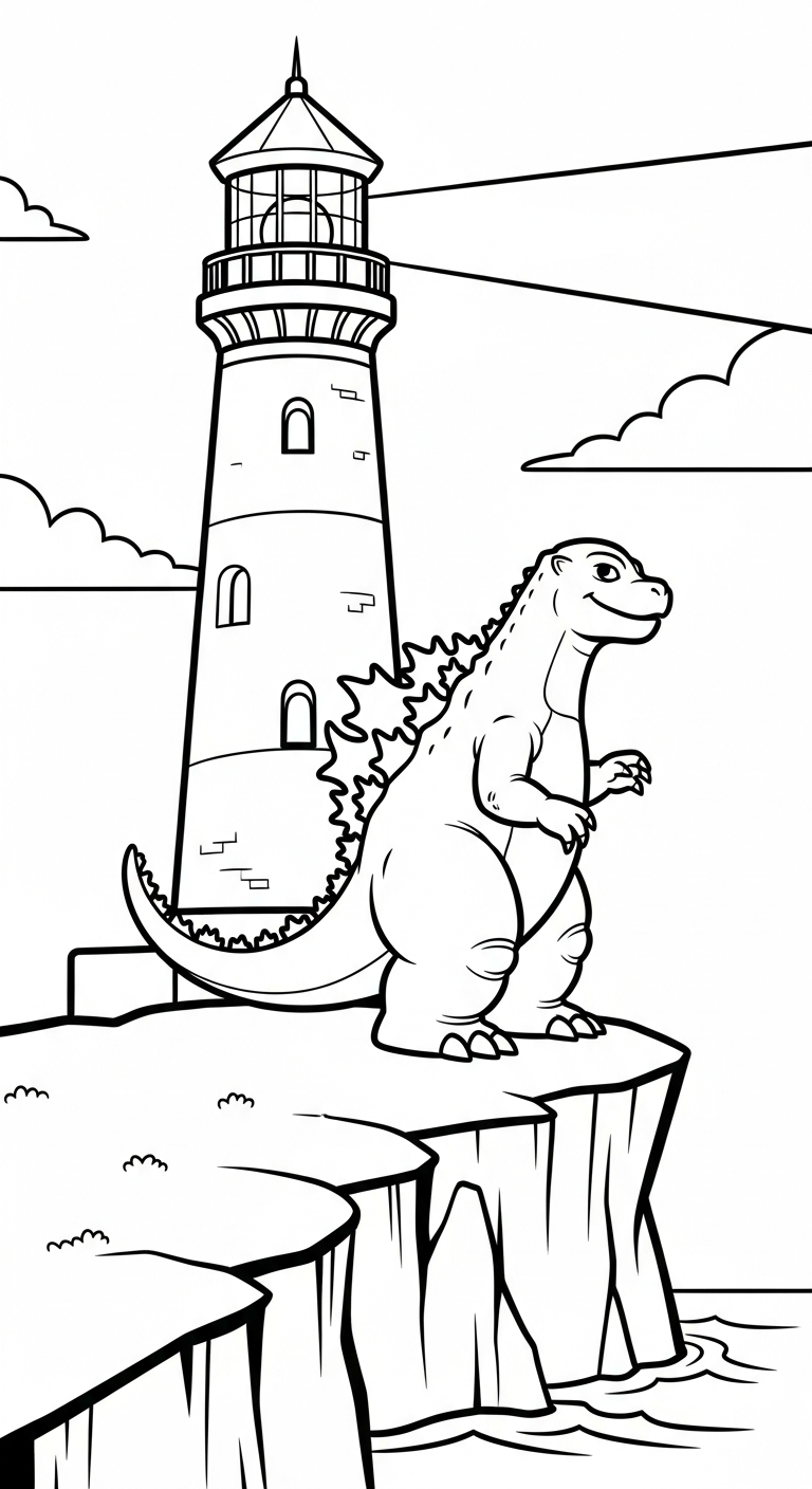 hình tô màu godzilla cho bé 6 tuổi miễn phí