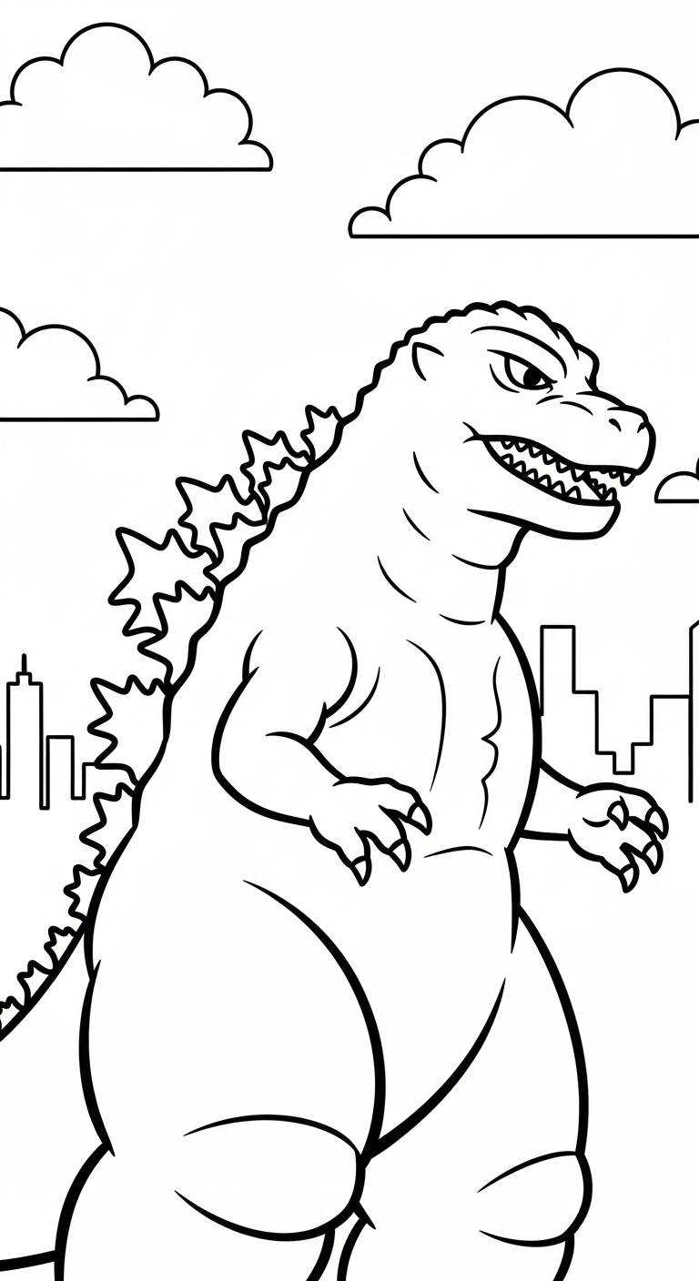 in tranh tô màu godzilla cho bé 3 tuổi