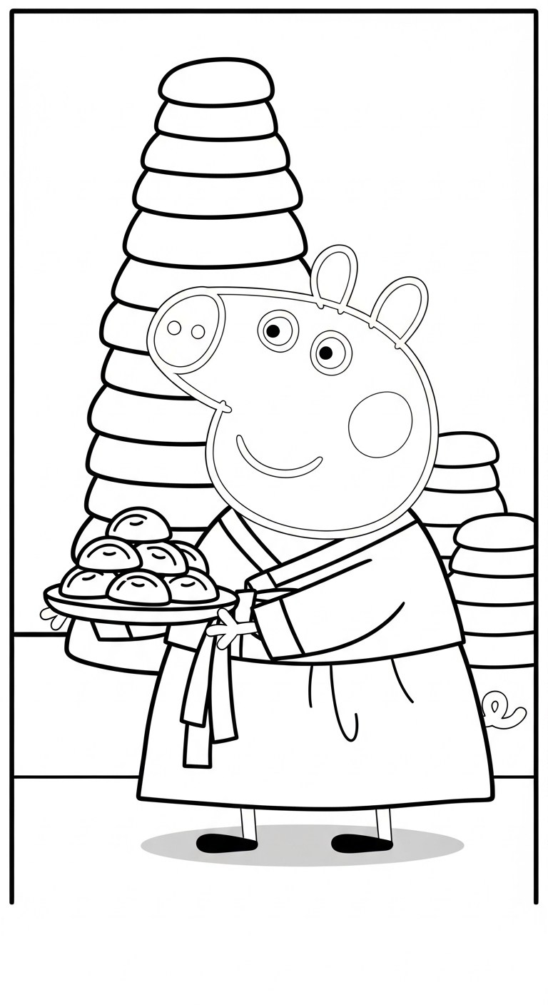 tranh tô màu heo Peppa cho bé 7 tuổi miễn phí