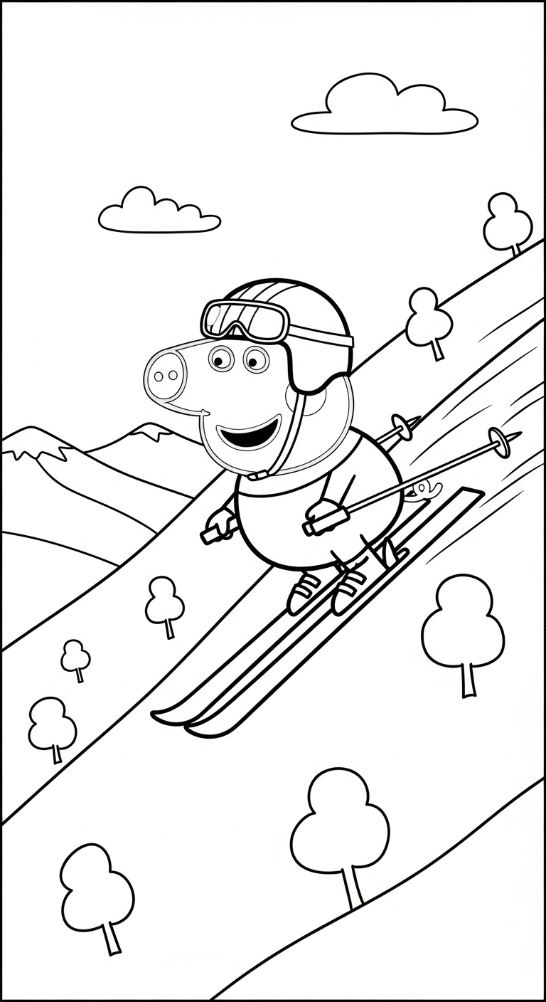 in tranh tô màu heo Peppa