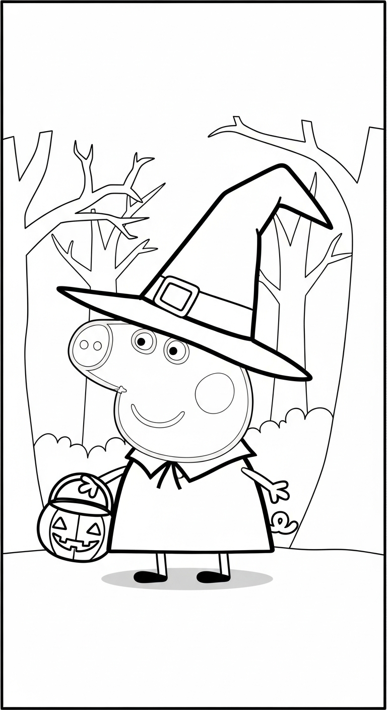 hình tô màu heo Peppa cho bé đơn giản