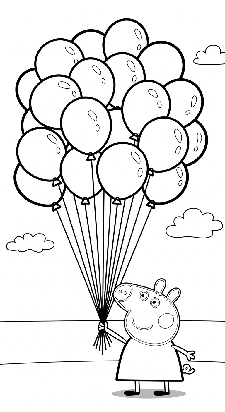 hình tô màu heo Peppa cho bé đơn giản 1