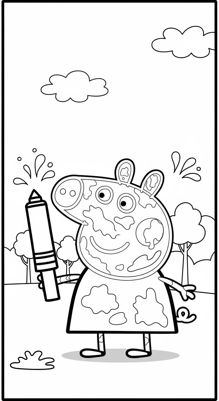 mẫu tranh tô màu heo Peppa cho bé