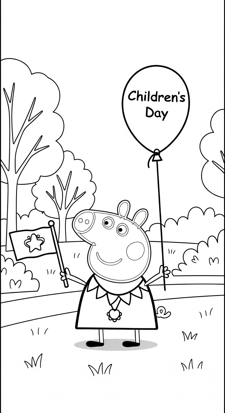 mẫu in hình tô màu heo Peppa cho bé