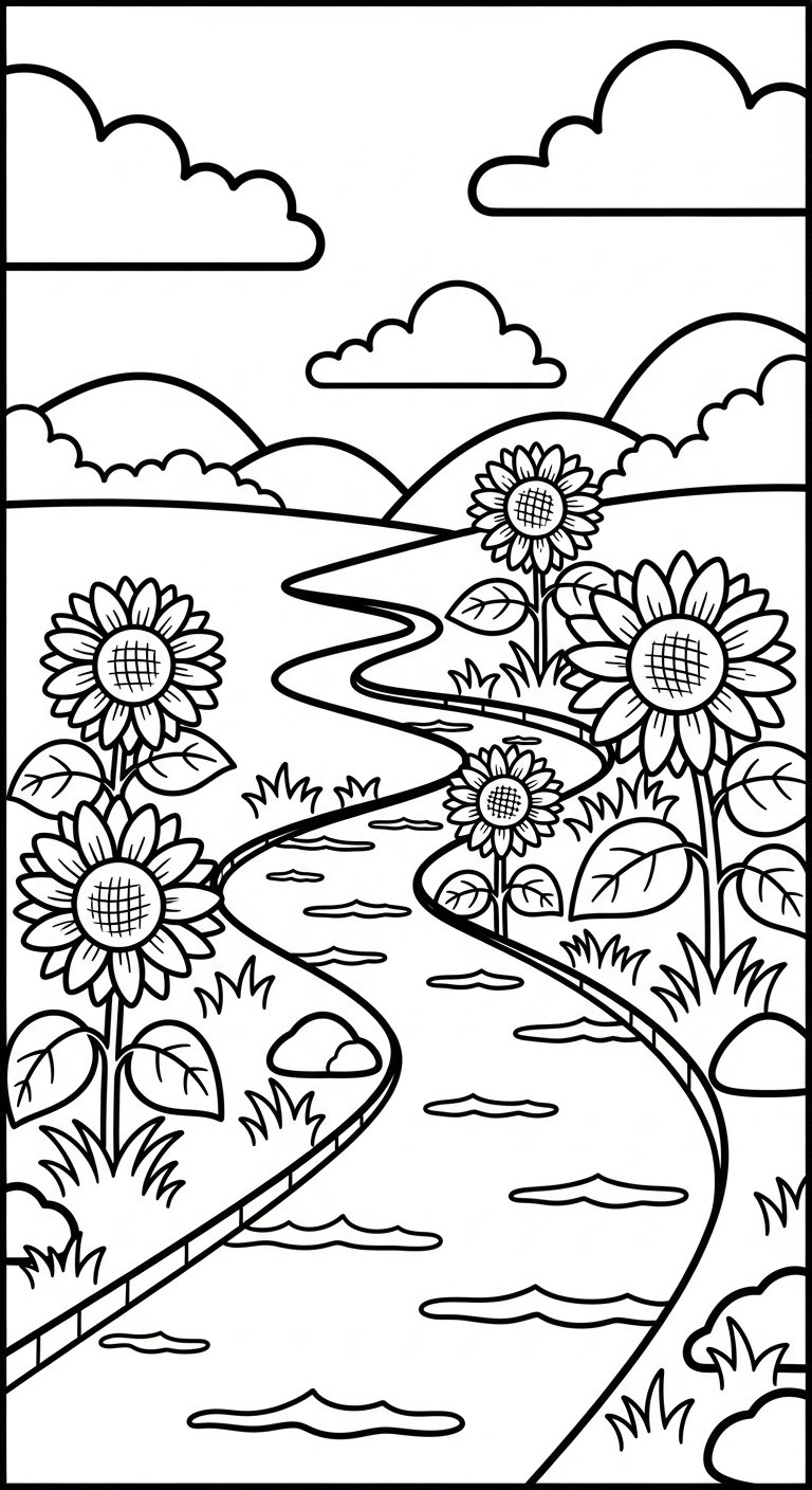 tranh tô màu hoa hướng dương cho bé 7 tuổi miễn phí