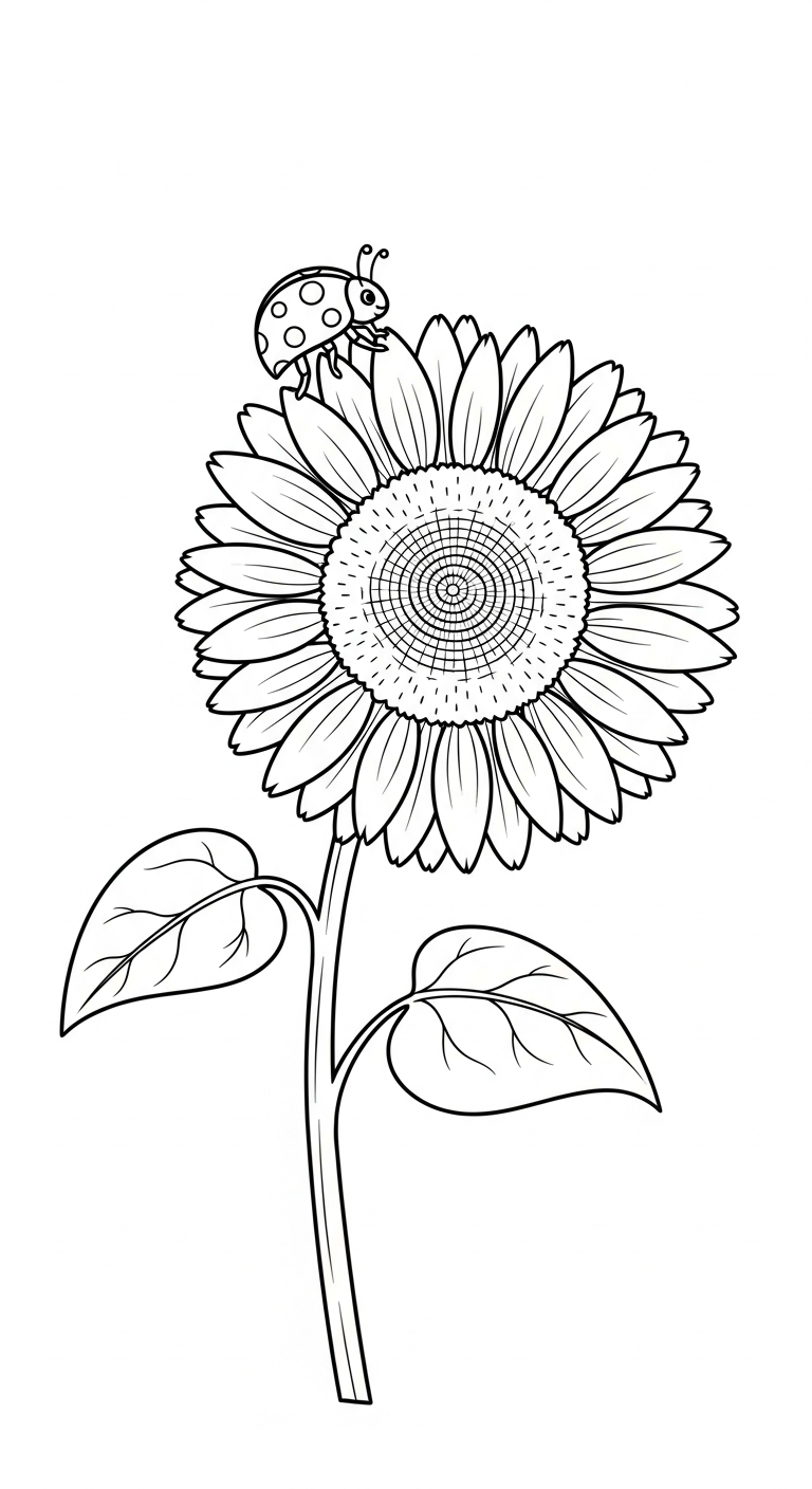 hình tô màu hoa hướng dương rõ nét