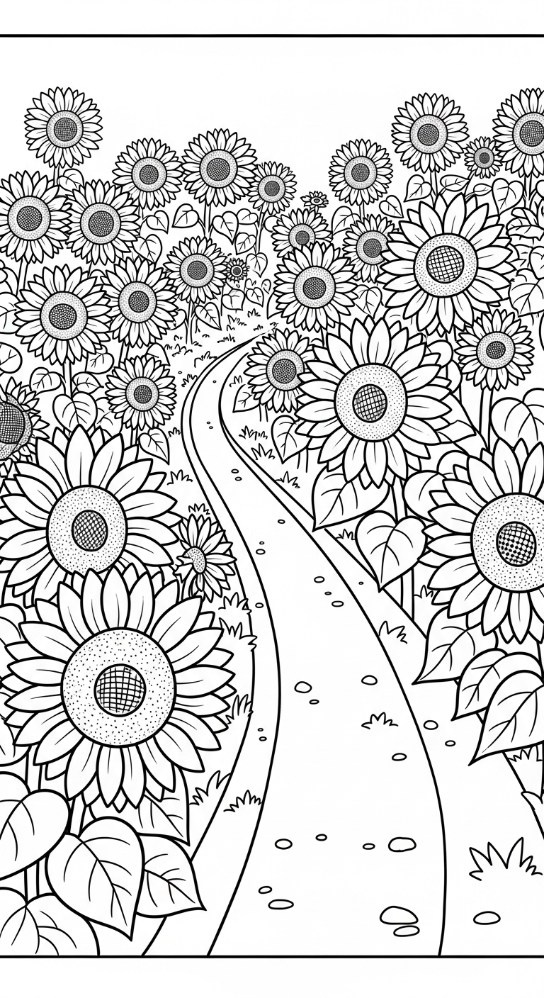 tranh tô màu hoa hướng dương cho bé